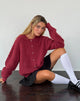 Image of Aceso Strickjacke aus Bürstenstrick in Burgund