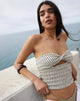 Image of Aghony Bandeau-Top aus gestreiftem, strukturiertem Mesh Beige