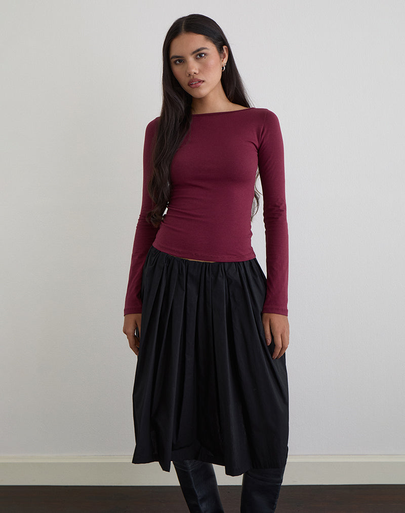 Image of Amabon Langarm-Top in Burgundy
