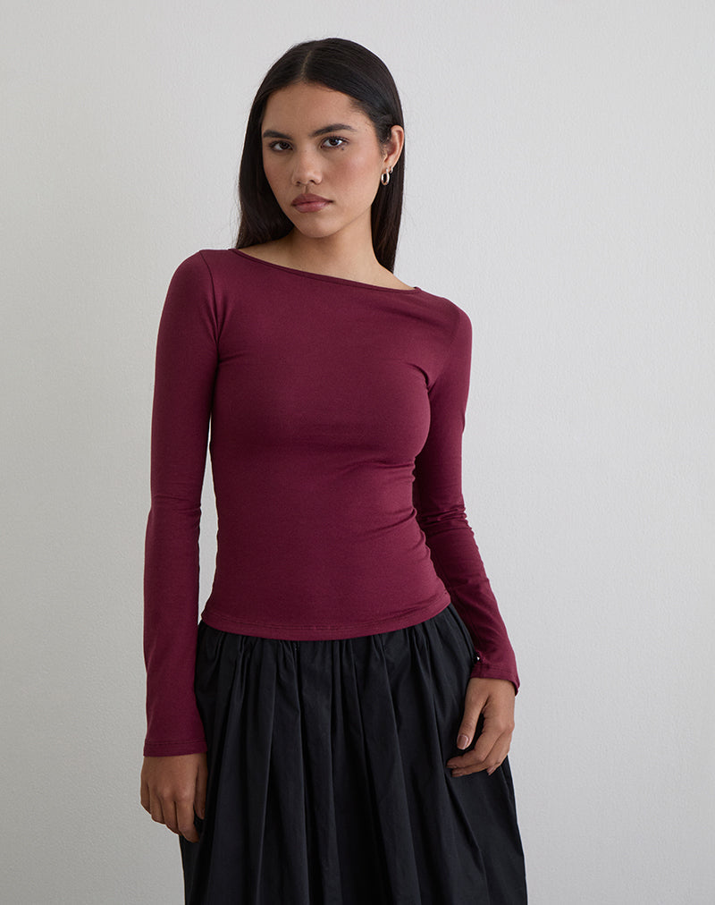 Image of Amabon Langarm-Top in Burgundy