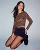 Image of Amabon Langarm-Top in Braun Leopard Daze