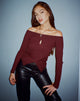 Image of Amandari Bardot Langarm-Top in Marron
