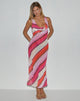 Image of Anira Maxikleid aus rosa Chiffon mit gemalten Streifen