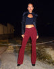 Bild von Low Rise Bootleg Jeans in Cord Maroon