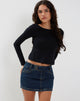 Bild von Low Rise Denim Mini Rock in Dark Vintage Wash