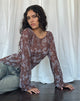 Image of Arcelia Langärmeliges Mesh-Top in Botanical Shadow Braun