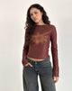 Image of Armali Top aus Mesh Tonal Flower Braun