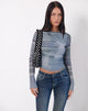 Image of Armali Langärmeliges Top mit Parlour-Print Blau