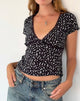 Image of Asani Top in Schwarz Ditsy Romance