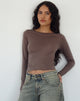 Image of Asma Loose Fit Langarm-Top in Muskatnuss