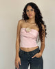 Bild von Astrum Satin Bandeau Top in Rosa mit Elfenbein Rose