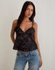 Image of Marinda Top aus Jacquard dunkelviolett geblümt