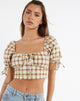 Bild von MOTEL X JACQUIE Auri Crop Top in Gelb Braun Karo