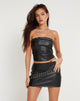 IMAGE OF Avani Ösenbandeu Top in PU Schwarz