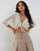 Bild von Avery Ribbon Tie Front Cardigan in Elfenbein