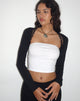 Image of Avya Spitzenbesatz Shrug Top aus Lycra Spitze Schwarz