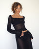 Image of Ayako Rüschen-Feinstrick-Top in Schwarz