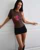 Image of Balsa One Shoulder Top in Braun mit rosa Blumenprint