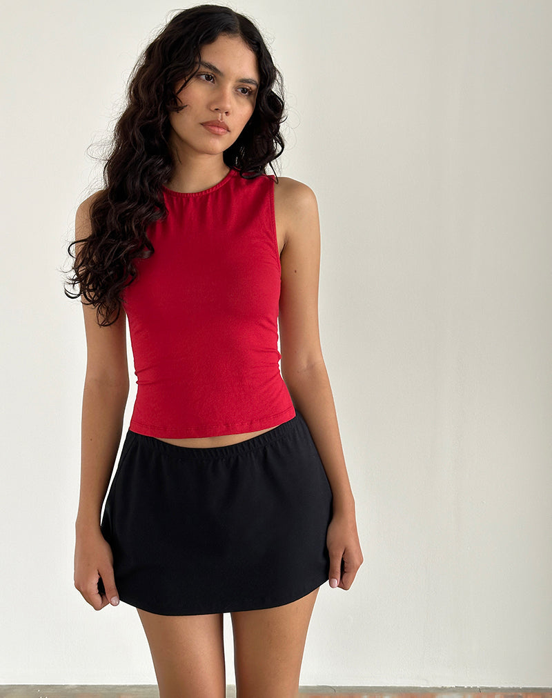 Baruna Tie Back Basic Top in Adrenalin Rot