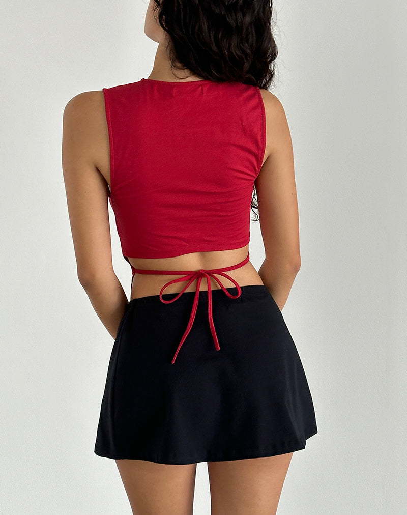 Baruna Tie Back Basic Top in Adrenalin Rot