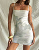 Image of Basir Minikleid mit Rundhalsausschnitt und abstrakter gemalter Blume Blau