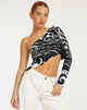 Bild von Baylee Crop Top in Mono Doodle Schwarz