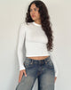 Image of Buche geripptes langärmeliges Top in Off White