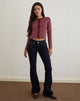 Image of Bhavina Strickjacke in Burgund mit cremefarbenem Polka-Print