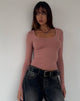 Image of Binlo Extra langärmeliges Top in Dusty Pink Rib