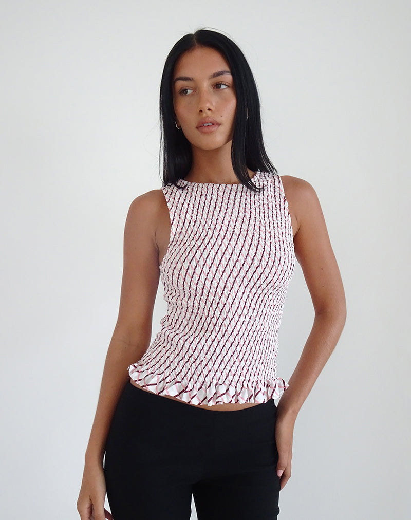 Birita Gerafftes Tank-Top aus geometrischen Kacheln