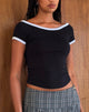 Bild von Bitha Crop Top in Schwarz mit weißer Paspel