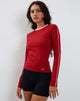 Image of Bonija Langärmeliges Top in Rot mit rosa Bindung