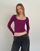 Image of Bovita Langärmeliges geripptes Top in Berry