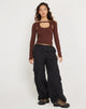 Bild von Braja Langärmeliges Neckholder-Top in Seal Brown
