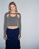 Image of Brandy Langarm-Top in zweifarbiger Rippe Charcoal