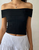 Image of Brenda Gestricktes Bardot-Top in Schwarz mit Rosette