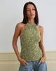 Image of Burkie Neckholder-Top in Pretty Petal Flock Olive