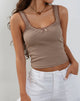 Image of Carillo Spitzenbesatz Weste Top in Kaffee
