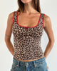 Bild von Carillo Vest Top in Rar Leopard Sandstorm mit rotem Saum