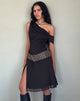 Bild von Carissa One Shoulder Chiffon Midikleid in Schwarz