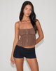 Image of Carmina Tie Front Top aus Mesh Braun