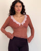 Image of Chantal Langärmeliges Spitzen-Top in Withered Rose