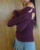 Image of Circe Gestrickter Bardot-Pullover in Burgunderrot