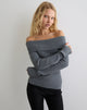 Bild von Circe Gestrickter Bardot-Pullover in Grau
