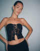 Image of Claryn Korsett-Top aus Mesh Schwarz Romantische Rose Flock