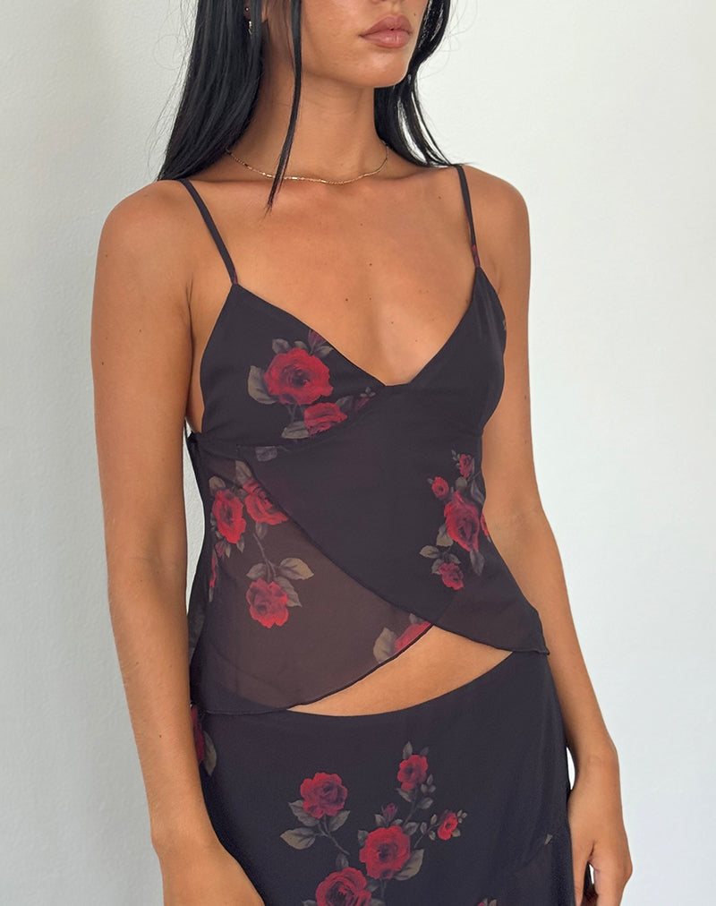 Cojira Mesh Butterfly Top in Vintage Roses Schwarz