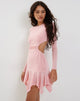 Image of Cordelia Langärmeliges ausgeschnittenes Minikleid in Rosa