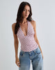 Cosimo Neckholder-Top mit diagonalen Streifen in Babyrosa