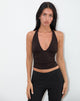 Image of Cosmo Neckholder-Top aus Jersey Schokoladenbraun