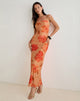 Image of Dalesio Maxikleid in Aquarell Hibiskus Orange